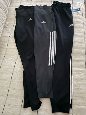adidas Black Athletic Pants Trio with White Logos